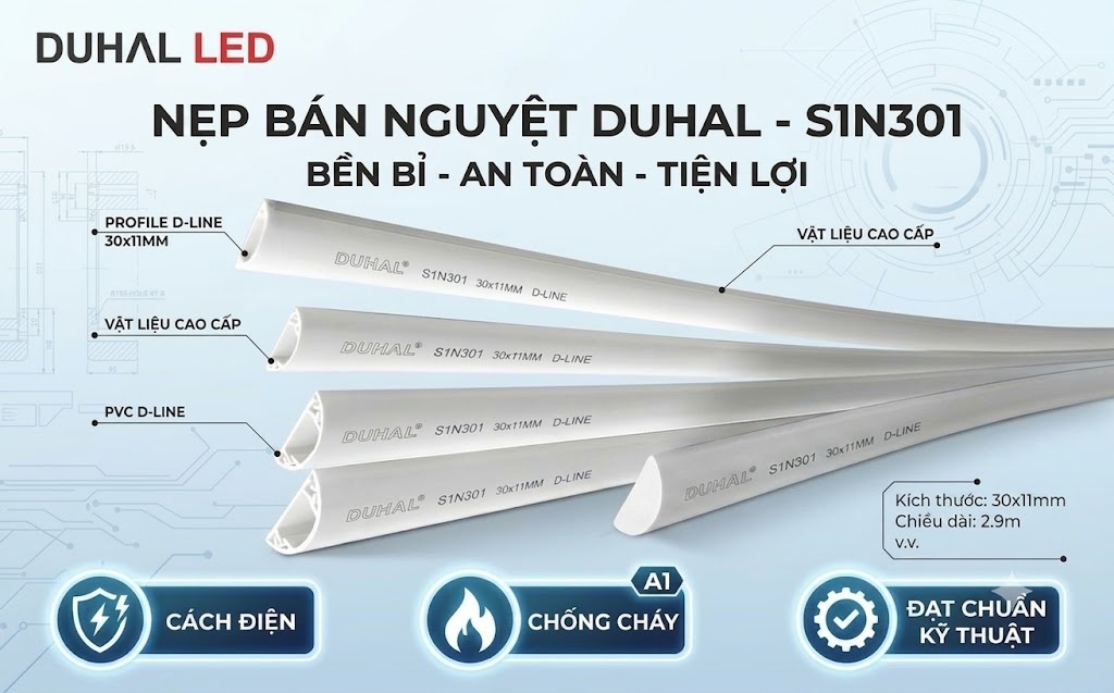 Nẹp bán nguyệt Duhal S1N301 cách điện chống cháy đạt chuẩn kỹ thuật