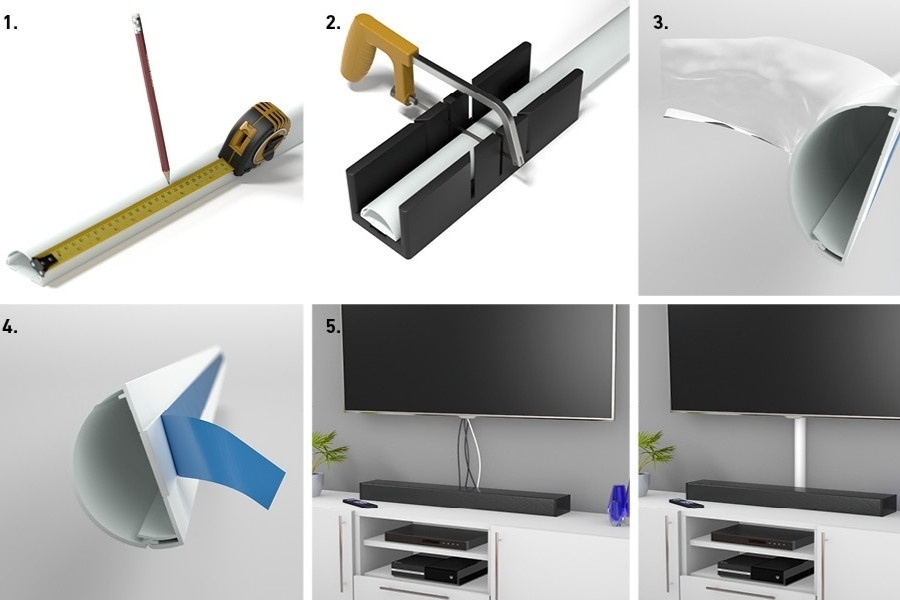 Hướng dẫn các bước đo đạc cắt và lắp đặt nẹp bán nguyệt luồn dây điện